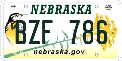 NE license plate BZF786