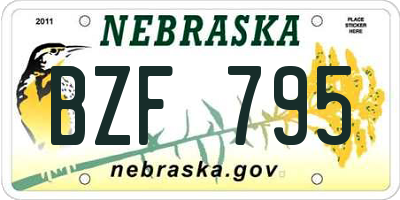 NE license plate BZF795