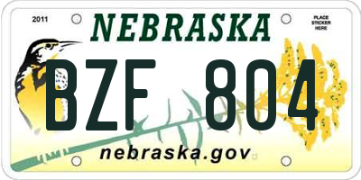 NE license plate BZF804