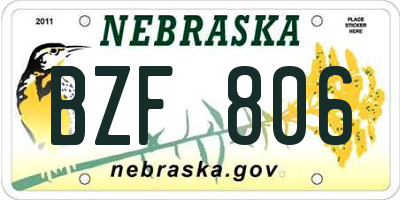 NE license plate BZF806