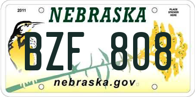 NE license plate BZF808