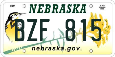 NE license plate BZF815