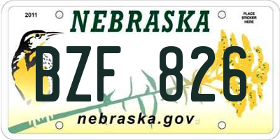 NE license plate BZF826