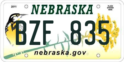 NE license plate BZF835