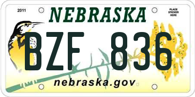 NE license plate BZF836