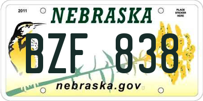 NE license plate BZF838