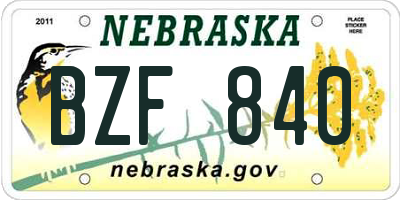 NE license plate BZF840