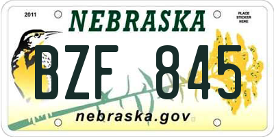 NE license plate BZF845