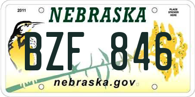 NE license plate BZF846