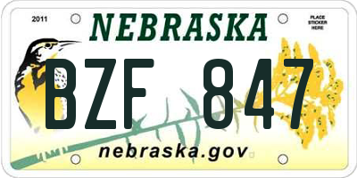 NE license plate BZF847