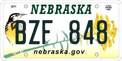 NE license plate BZF848