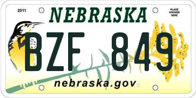 NE license plate BZF849