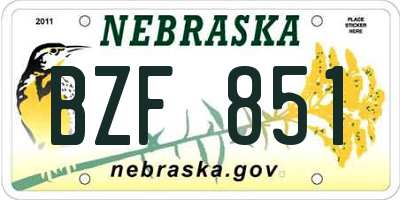NE license plate BZF851