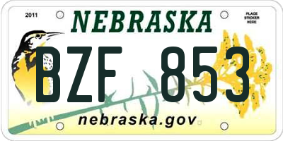 NE license plate BZF853