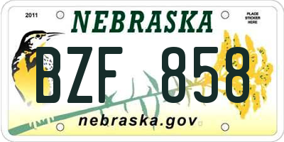 NE license plate BZF858
