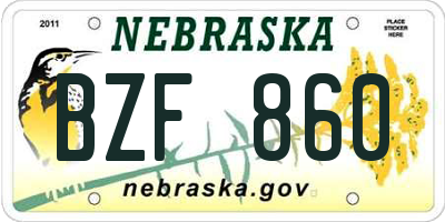 NE license plate BZF860