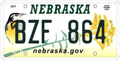 NE license plate BZF864