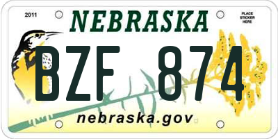 NE license plate BZF874
