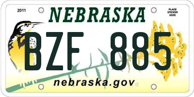 NE license plate BZF885