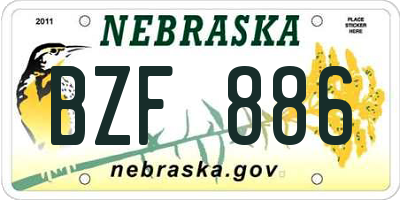 NE license plate BZF886