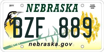 NE license plate BZF889