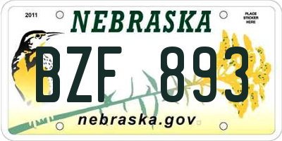 NE license plate BZF893
