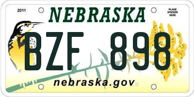 NE license plate BZF898