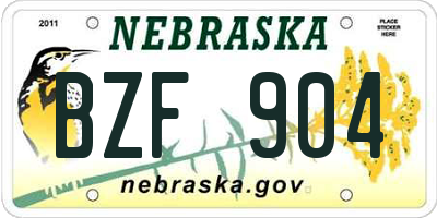 NE license plate BZF904