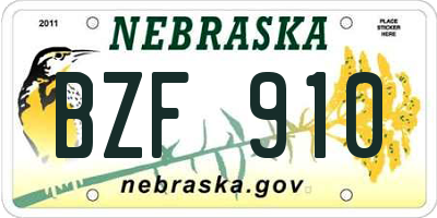 NE license plate BZF910