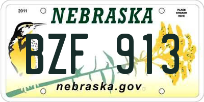 NE license plate BZF913