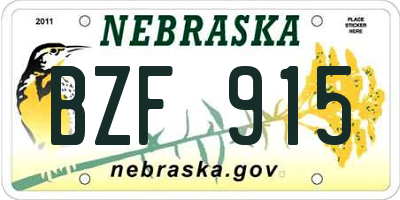 NE license plate BZF915