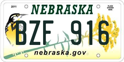 NE license plate BZF916