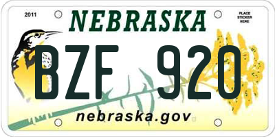 NE license plate BZF920
