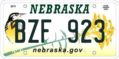 NE license plate BZF923