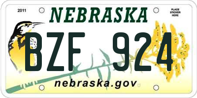NE license plate BZF924