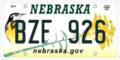 NE license plate BZF926