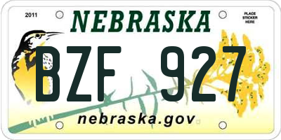 NE license plate BZF927