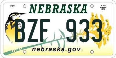 NE license plate BZF933