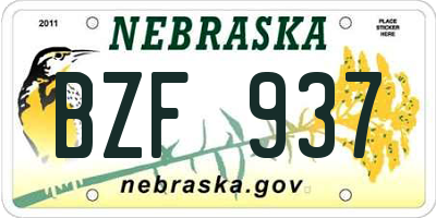 NE license plate BZF937