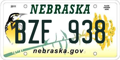 NE license plate BZF938