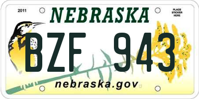 NE license plate BZF943