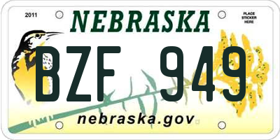 NE license plate BZF949