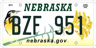 NE license plate BZF951