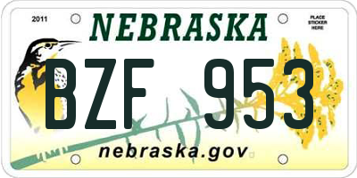 NE license plate BZF953