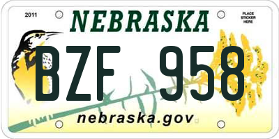 NE license plate BZF958