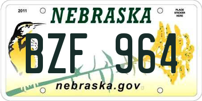 NE license plate BZF964