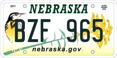 NE license plate BZF965