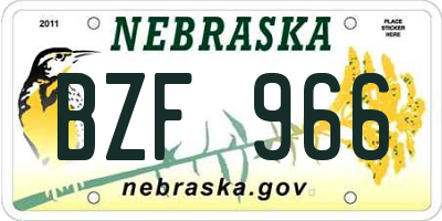 NE license plate BZF966