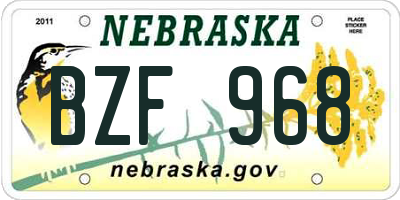 NE license plate BZF968