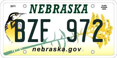 NE license plate BZF972